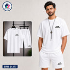 Mash T-Shirt and Shorts Combo White Your Design Text Bangladeshi model preview | OmegaBD