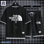 Mash T-Shirt and Shorts Combo Black North Face Text product photo | OmegaBD