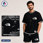 Mash T-Shirt and Shorts Combo Black North Face Text Bangladeshi model preview | OmegaBD