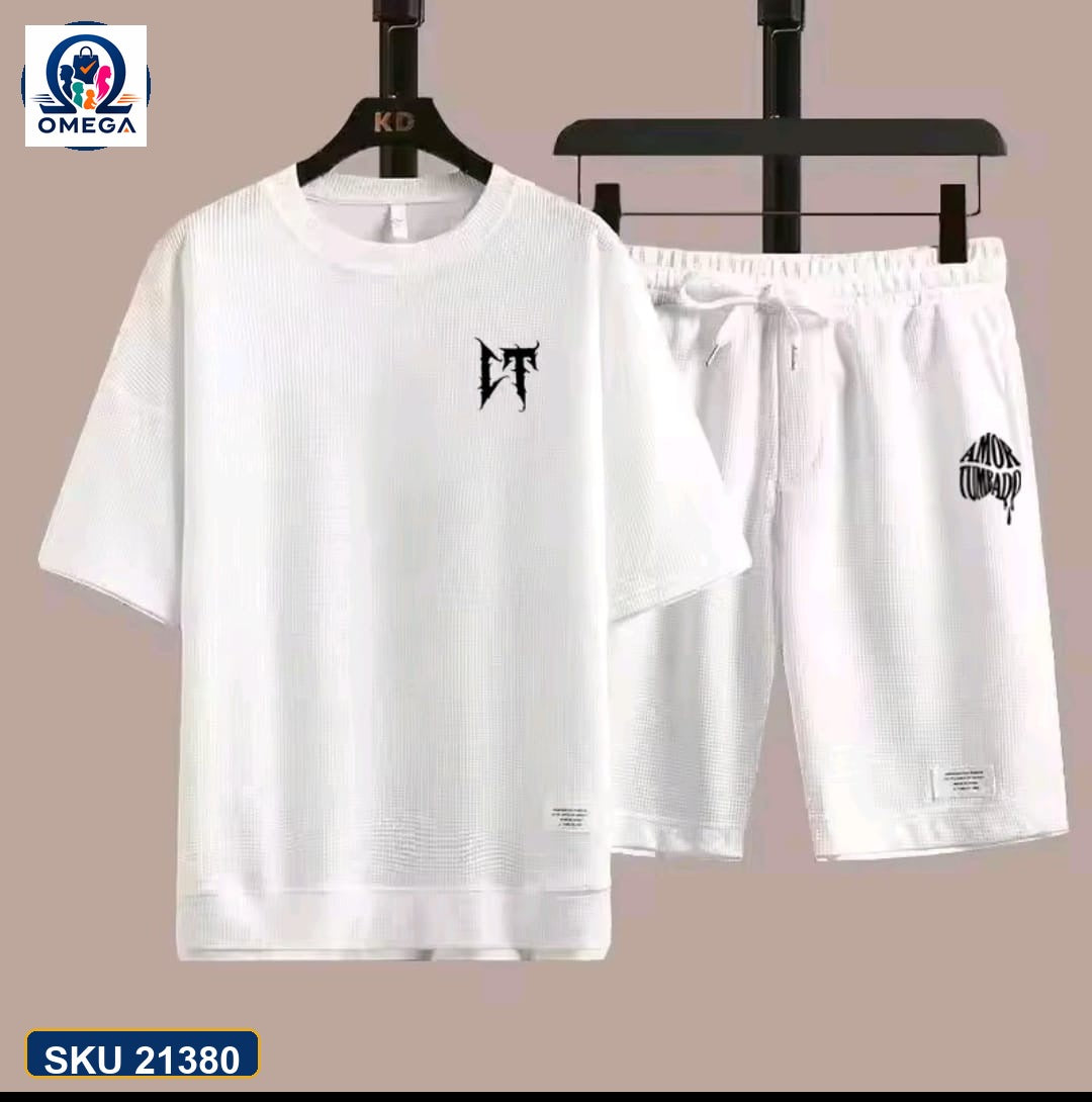 Mash T-Shirt and Shorts Combo White Minimal YT Graphic product photo | OmegaBD