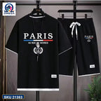 Mash T-Shirt and Shorts Combo Black Paris Emblem product photo | OmegaBD