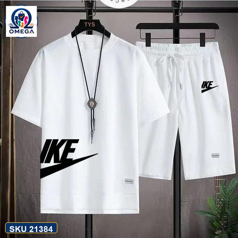 Mash T-Shirt and Shorts Combo White Nike Side Logo product photo | OmegaBD