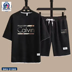 Mash T-Shirt and Shorts Combo Black Calvin Text product photo | OmegaBD