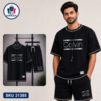 Mash T-Shirt and Shorts Combo Black Calvin Text Bangladeshi model preview | OmegaBD