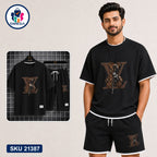 Mash T-Shirt and Shorts Combo Black LV Pattern Bangladeshi model preview | OmegaBD