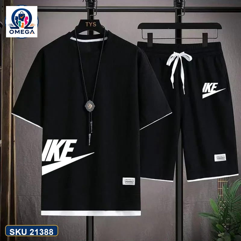 Mash T-Shirt and Shorts Combo Black Nike Side Logo product photo | OmegaBD