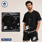 Mash T-Shirt and Shorts Combo Black Nike Side Logo Bangladeshi model preview | OmegaBD