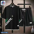 Mash T-Shirt and Shorts Combo Black Lacoste Diagonal product photo | OmegaBD
