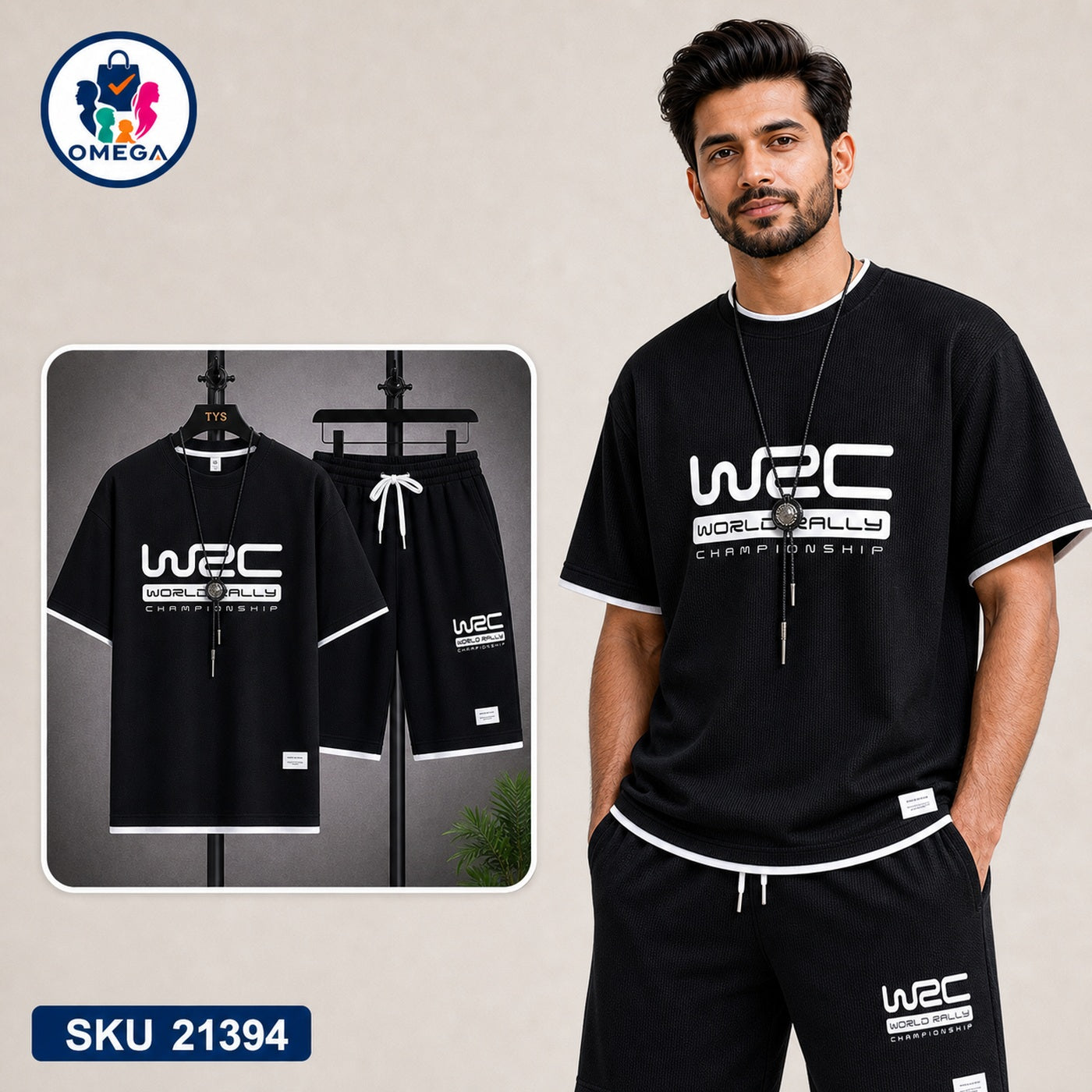 Mash T-Shirt and Shorts Combo Black WRC Racing Bangladeshi model preview | OmegaBD