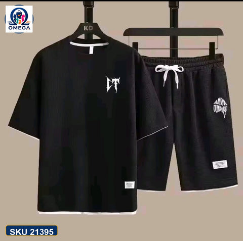 Mash T-Shirt and Shorts Combo Black Minimal YT Graphic product photo | OmegaBD