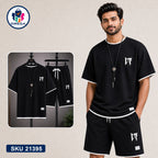 Mash T-Shirt and Shorts Combo Black Minimal YT Graphic Bangladeshi model preview | OmegaBD