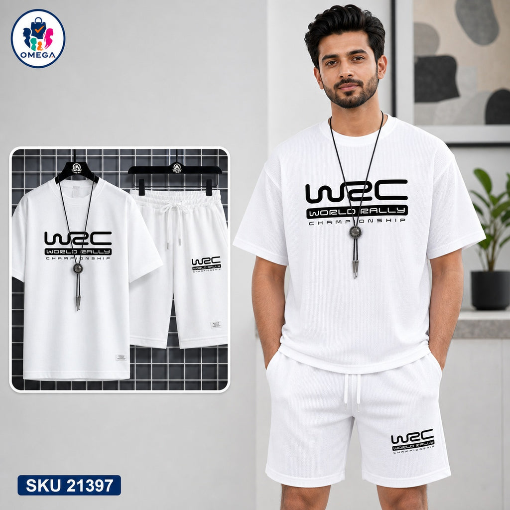 Mash T-Shirt and Shorts Combo White WRC Racing Bangladeshi model preview | OmegaBD