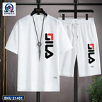Mash T-Shirt and Shorts Combo White Fila Side Logo product photo | OmegaBD