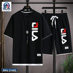 Mash T-Shirt and Shorts Combo Black Fila Side Logo product photo | OmegaBD