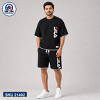 Mash T-Shirt and Shorts Combo Black Fila Side Logo Bangladeshi model preview | OmegaBD