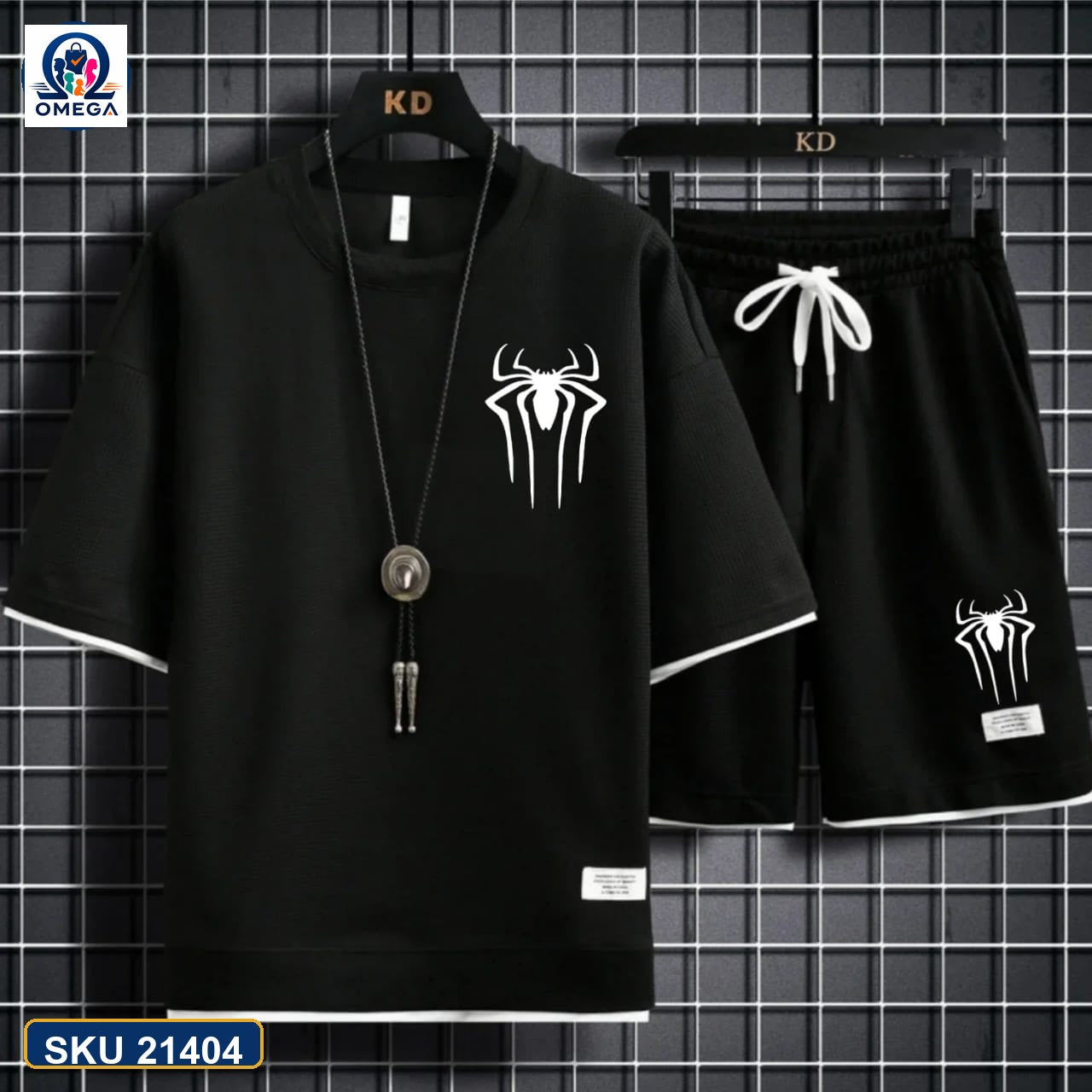 Mash T-Shirt and Shorts Combo Black Spider Graphic product photo | OmegaBD