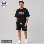 Mash T-Shirt and Shorts Combo Black New York Text Bangladeshi model preview | OmegaBD