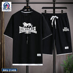 Mash T-Shirt and Shorts Combo Black Lonsdale Text product photo | OmegaBD