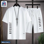 Mash T-Shirt and Shorts Combo White Jordan Vertical Text product photo | OmegaBD