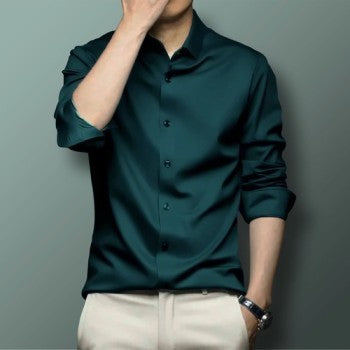 China Stitch Formal Shirt Teal Green product photo | OmegaBD