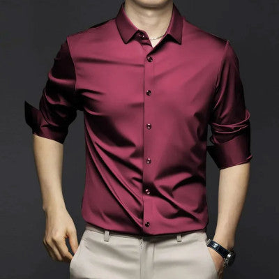 China Stitch Formal Shirt Burgundy product photo | OmegaBD