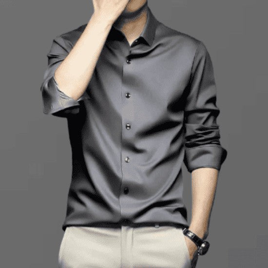 China Stitch Formal Shirt Gray product photo | OmegaBD