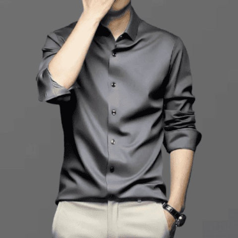 China Stitch Formal Shirt Gray product photo | OmegaBD