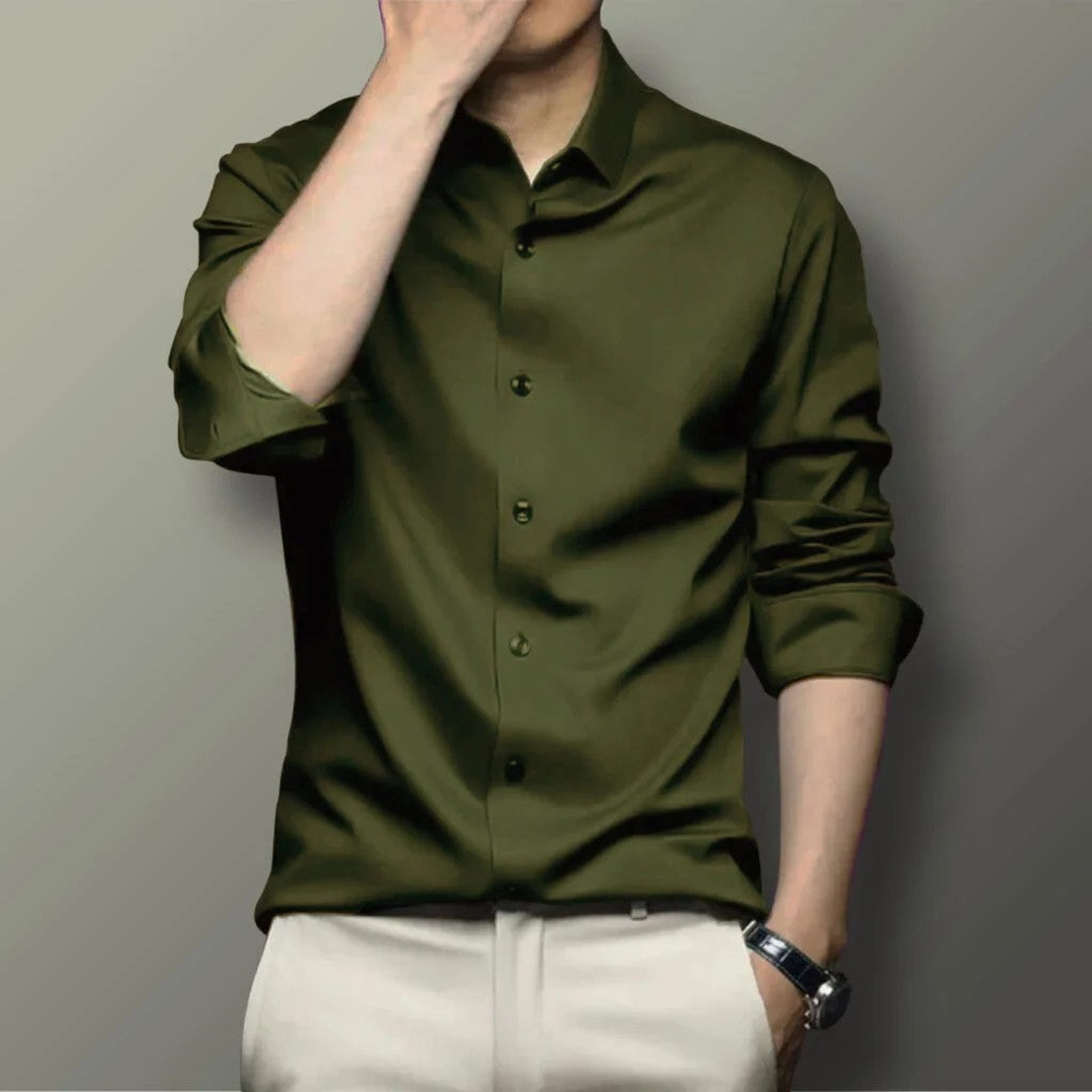 China Stitch Formal Shirt Olive Green product photo | OmegaBD
