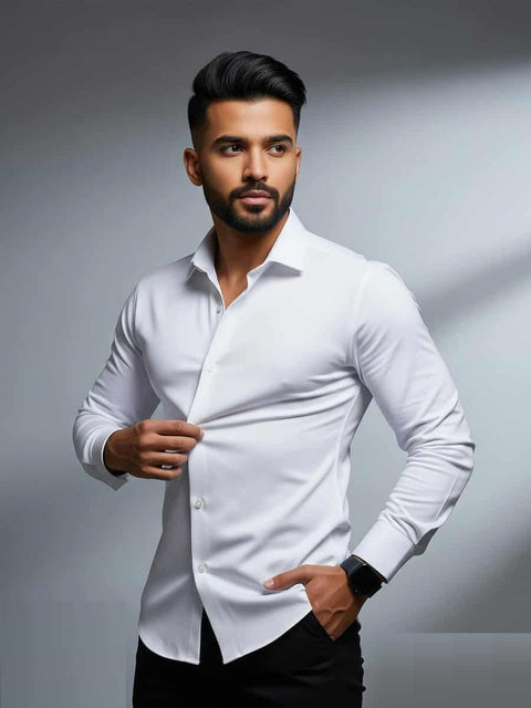 China Stitch Formal Shirt White product photo | OmegaBD