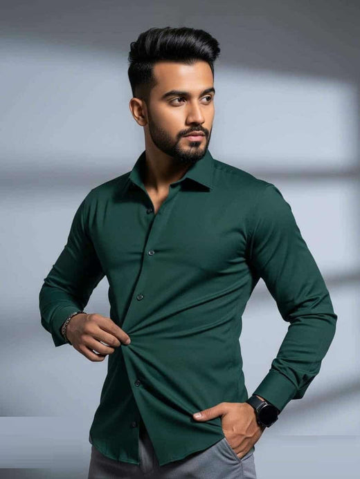 China Stitch Formal Shirt Green