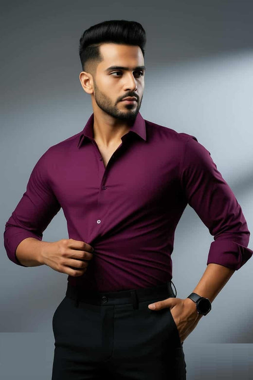 China Stitch Formal Shirt Purple