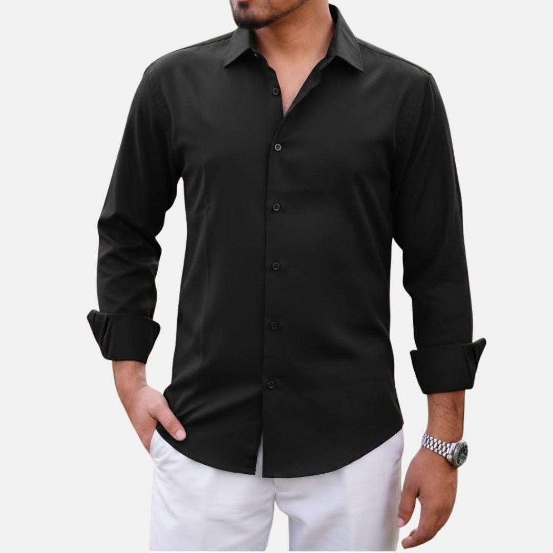 Solid Color Shirt Black product photo | OmegaBD