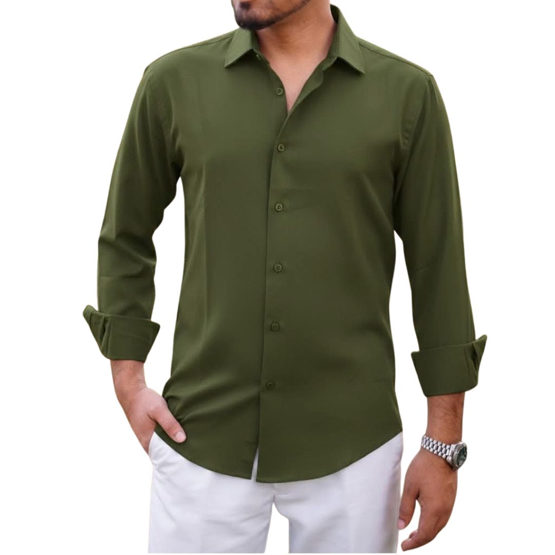Solid Color Shirt Olive Green product photo | OmegaBD