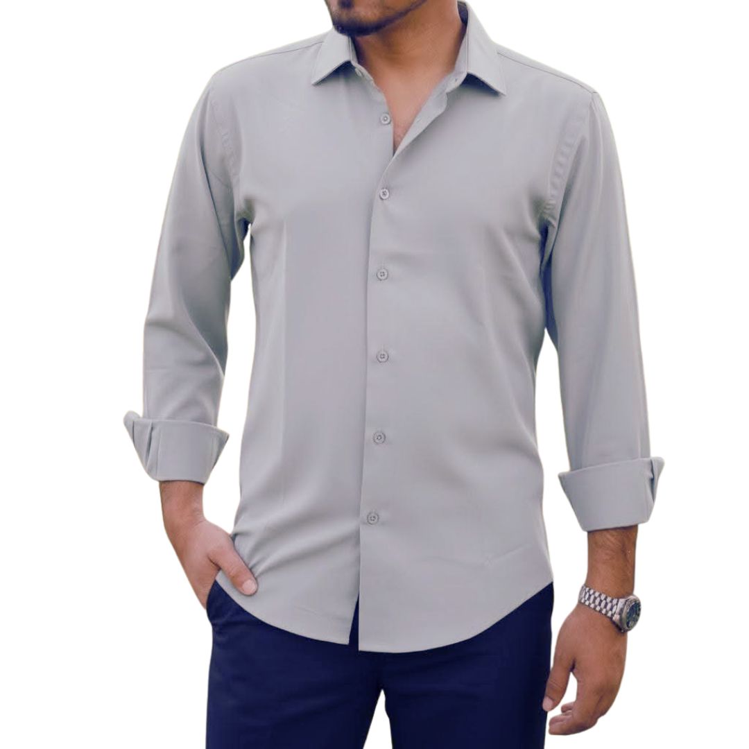 Solid Color Shirt Light Gray product photo | OmegaBD