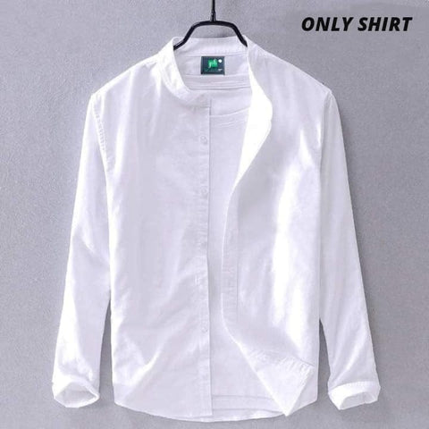 Premium Stylish Band Collar Shirt White product photo | OmegaBD