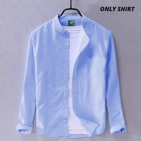 Premium Stylish Band Collar Shirt Sky Blue product photo | OmegaBD