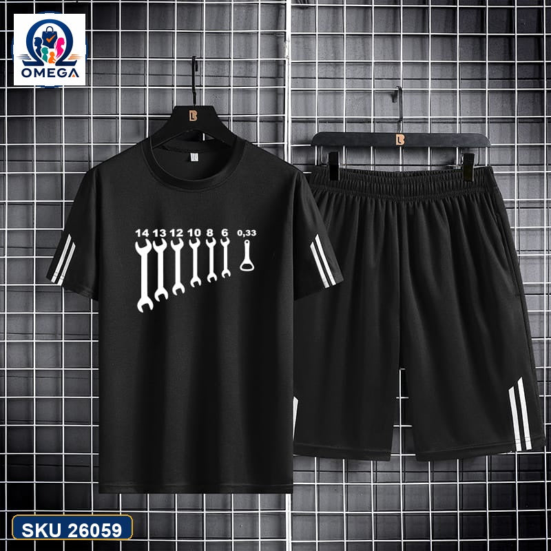 Mash T-Shirt and Shorts Combo Black Wrench Tools Graphic product photo | OmegaBD