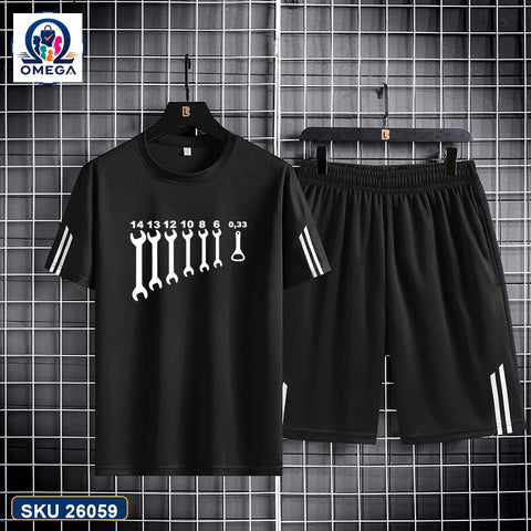 Mash T-Shirt and Shorts Combo Black Wrench Tools Graphic product photo | OmegaBD