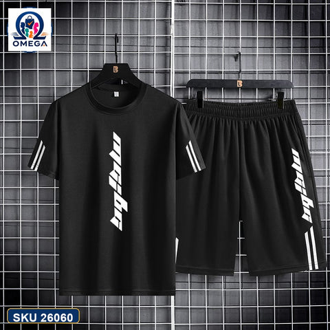 Mash T-Shirt and Shorts Combo Black Speed Stripe Text product photo | OmegaBD