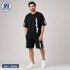 Mash T-Shirt and Shorts Combo Black Speed Stripe Text Bangladeshi model preview | OmegaBD