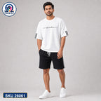 Mash T-Shirt and Shorts Combo White Minimal Script Bangladeshi model preview | OmegaBD