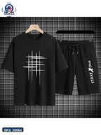 Mash T-Shirt and Shorts Combo Black Grid Cross Graphic product photo | OmegaBD