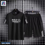 Mash T-Shirt and Shorts Combo Black Build Dream Text product photo | OmegaBD