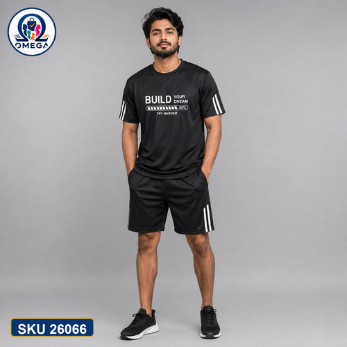 Mash T-Shirt and Shorts Combo Black Build Dream Text Bangladeshi model preview | OmegaBD