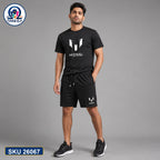 Mash T-Shirt and Shorts Combo Black Messi Logo Bangladeshi model preview | OmegaBD