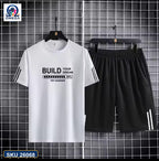 Mash T-Shirt and Shorts Combo White Build Dream Text product photo | OmegaBD