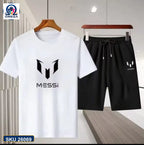 Mash T-Shirt and Shorts Combo White Messi Logo product photo | OmegaBD