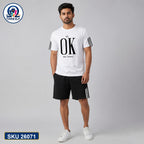 Mash T-Shirt and Shorts Combo White OK Text Bangladeshi model preview | OmegaBD