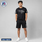 Mash T-Shirt and Shorts Combo Black Futura Text Bangladeshi model preview | OmegaBD