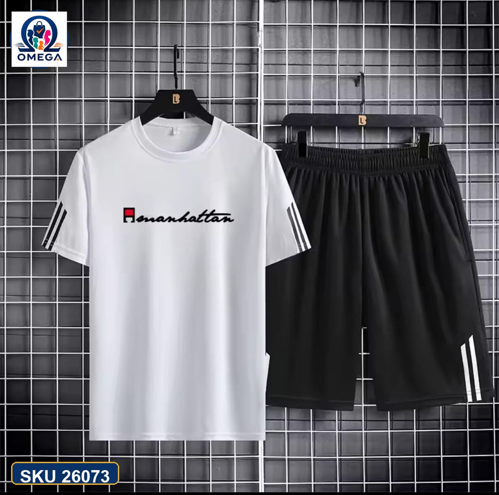 Mash T-Shirt and Shorts Combo White Promised Land Script product photo | OmegaBD